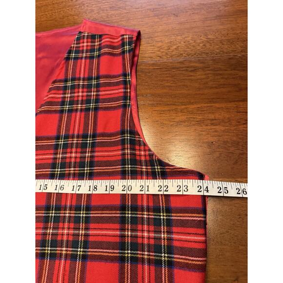 XL Orvis Wool Tartan Plaid Red Vest Reversible Christmas Dress - Picture 7 of 8